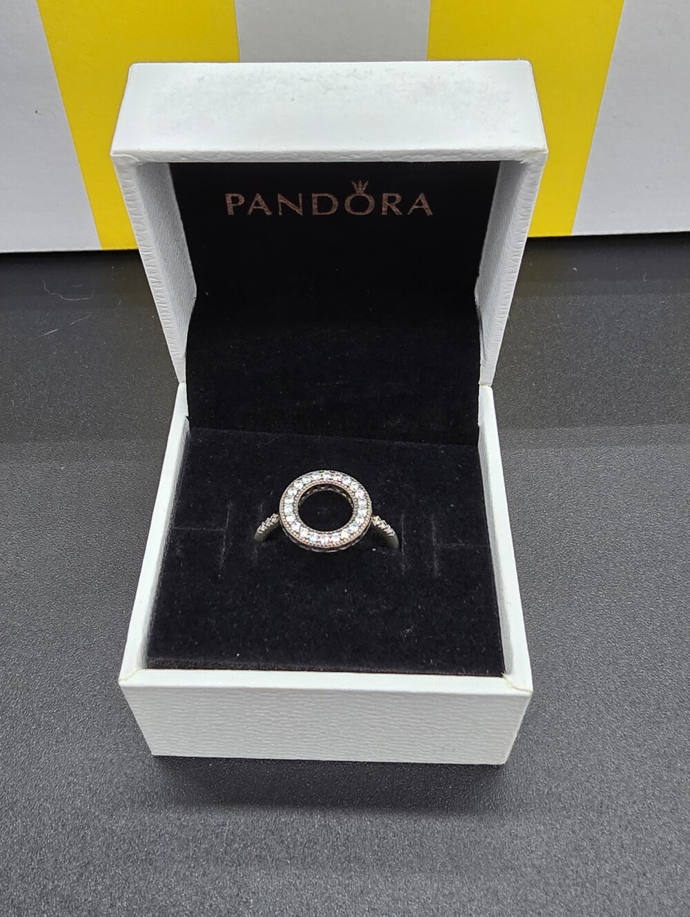Pandora Sterling Silver Circle Halo Ring with Glittering Stones #0083